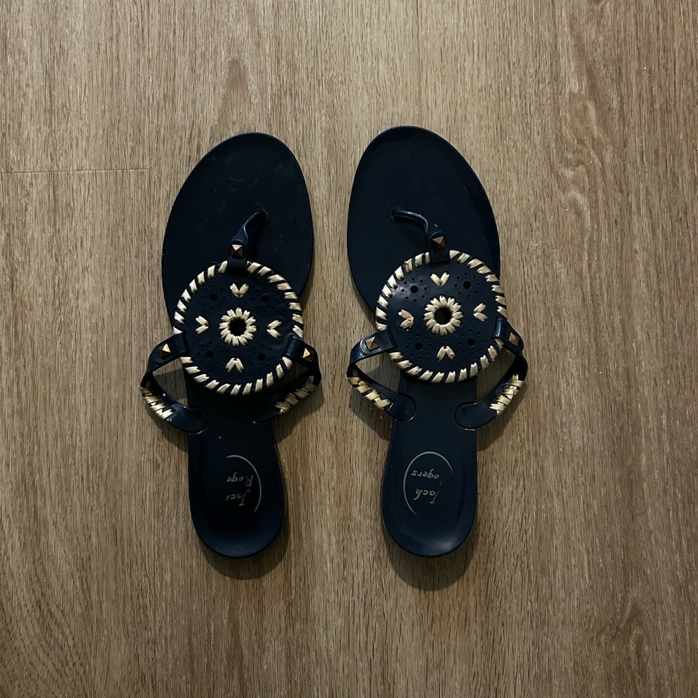 Jack Rogers Jelly Black and Gold Sandals
